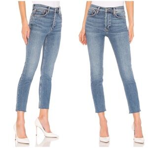 Re/Done Originals High Rise Ankle Crop Jeans in Light 721-3WHRAC Size 25